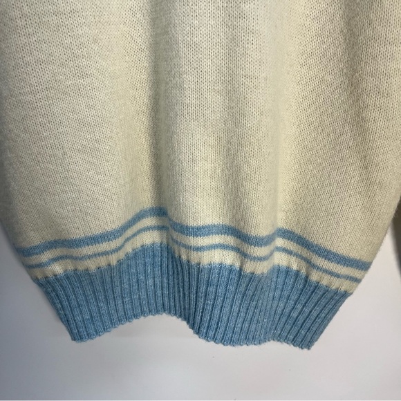 Vtg Puritan Lamb Blend Wool Blue Striped Pullover Sweater Sz Medium Winter Fuzzy - Picture 7 of 9